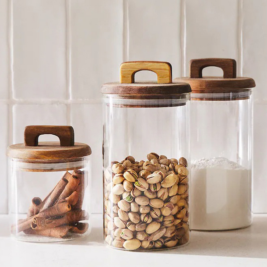 Wooden Featured Storage Jar